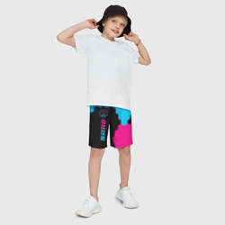 Детские спортивные шорты 3D Saab - neon gradient: по-вертикали - фото 2