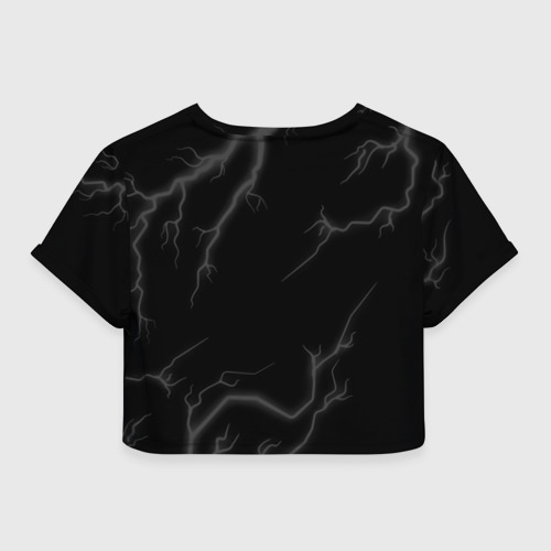 Женская футболка Crop-top 3D Doom glitch на темном фоне, цвет 3D печать - фото 2