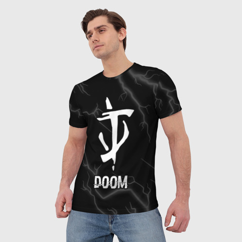 Мужская футболка 3D Doom glitch на темном фоне, цвет 3D печать - фото 3