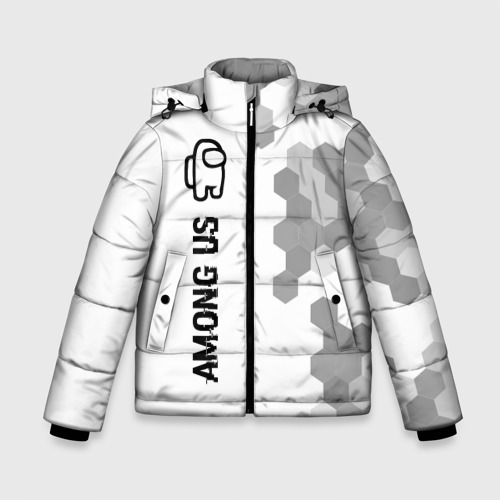 Зимняя куртка для мальчиков 3D с принтом Among Us glitch на светлом фоне: по-вертикали, вид спереди #2