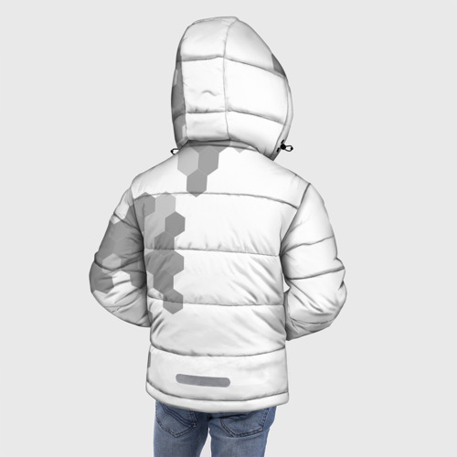 Зимняя куртка для мальчиков 3D с принтом Among Us glitch на светлом фоне: по-вертикали, вид сзади #2