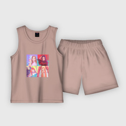 Colorful Black Pink – Пижама с шортами из хлопка с принтом купить со скидкой в -20%