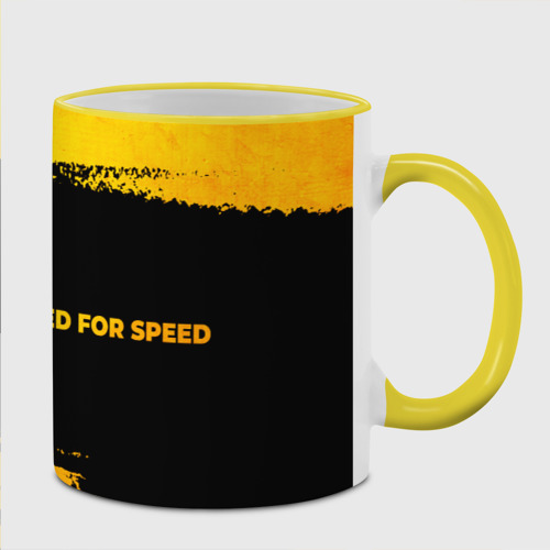 Кружка с полной запечаткой Need for Speed - gold gradient: надпись и символ, цвет Кант желтый