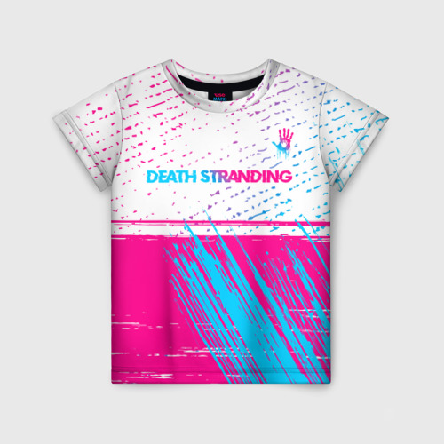 Детская футболка 3D Death Stranding neon gradient style: символ сверху, цвет 3D печать