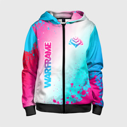 Детская толстовка 3D на молнии Warframe neon gradient style: надпись, символ