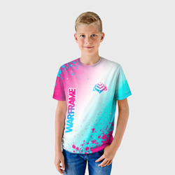 Детская футболка 3D Warframe neon gradient style: надпись, символ - фото 2