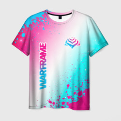 Мужская футболка 3D Warframe neon gradient style: надпись, символ