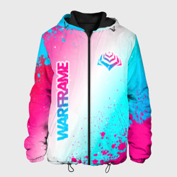 Мужская куртка 3D Warframe neon gradient style: надпись, символ