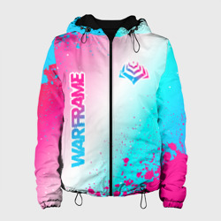 Женская куртка 3D Warframe neon gradient style: надпись, символ