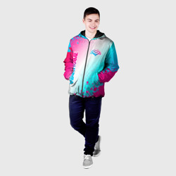 Мужская куртка 3D Warframe neon gradient style: надпись, символ - фото 2