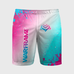 Мужские шорты спортивные Warframe neon gradient style: надпись, символ