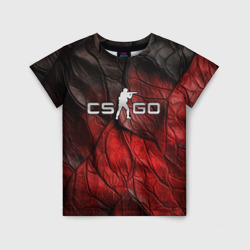 Детская футболка 3D CS GO Dark red texture