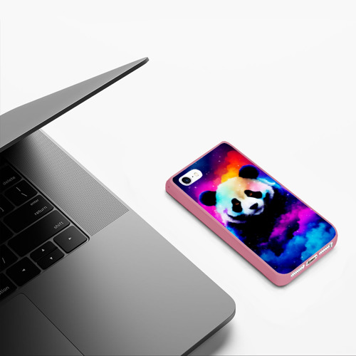 Чехол для iPhone 5/5S матовый Панда и краски, цвет малиновый - фото 5
