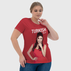 Футболка с принтом Постучись в мою дверь: турецкая любовь для женщины, вид на модели спереди №4. Цвет основы: белый