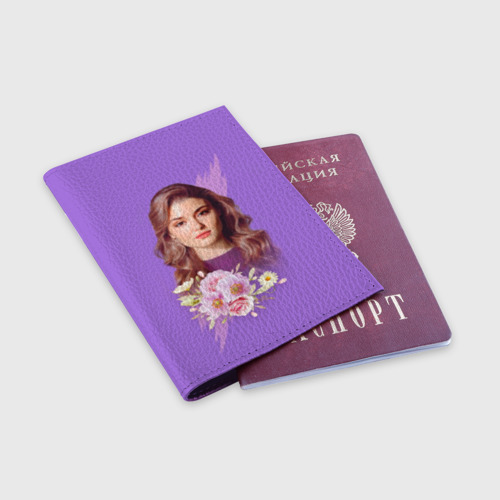 Обложка для паспорта матовая кожа Постучись в мою дверь: Эда, цвет фиолетовый - фото 3
