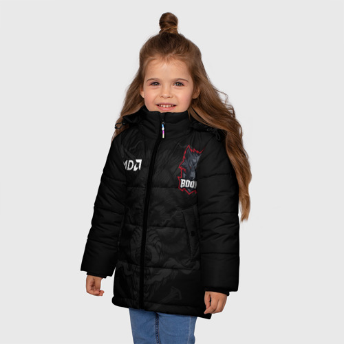 Зимняя куртка для девочек 3D с принтом Boom esports, фото на моделе #1