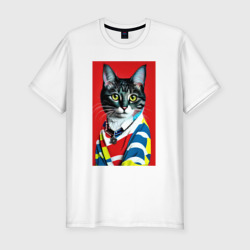 Мужская футболка хлопок Slim Кисуля в модном полувере - поп-арт