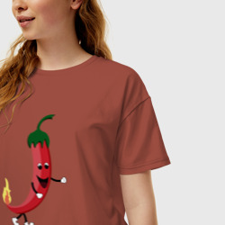 Женская футболка хлопок Oversize Крутой мексиканский перец с огоньком - фото 2