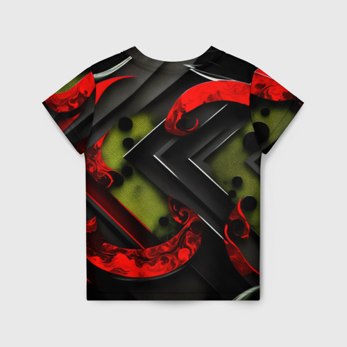 Детская футболка 3D CS GO abstract green red, цвет 3D печать - фото 2