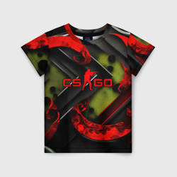 Детская футболка 3D CS GO abstract green red