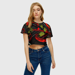 Женская футболка Crop-top 3D CS GO abstract green red - фото 2