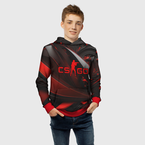 Детская толстовка 3D CS GO red and black, цвет красный - фото 6