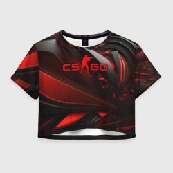 Женская футболка Crop-top 3D CS GO red and black