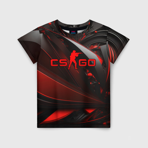 Детская футболка 3D CS GO red and black, цвет 3D печать