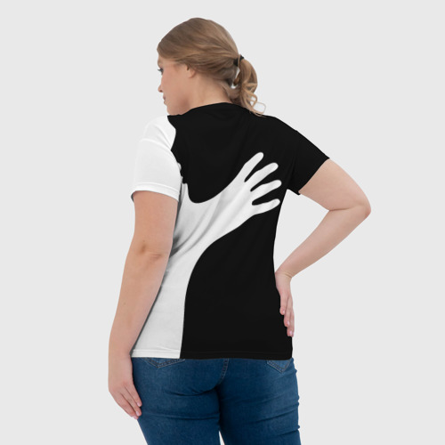Женская футболка 3D Чёрно-белый рисунок, цвет 3D печать - фото 7