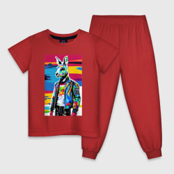 Детская пижама хлопок Кенгуру-модник - поп-арт - Австралия