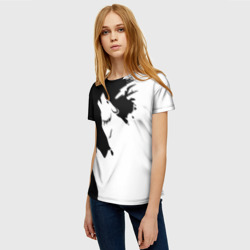 Женская футболка 3D Волчий вой в горах - фото 2