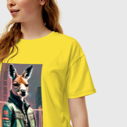 Женская футболка хлопок Oversize Крутой Кенга - Австралия - нейросеть - фото 2