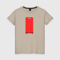 Ретро холодильник Юрюзань красный – Женская футболка хлопок с принтом купить со скидкой в -20%