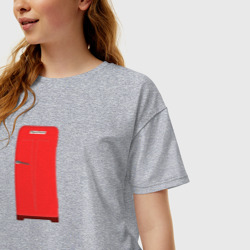 Женская футболка хлопок Oversize Ретро холодильник Юрюзань красный - фото 2