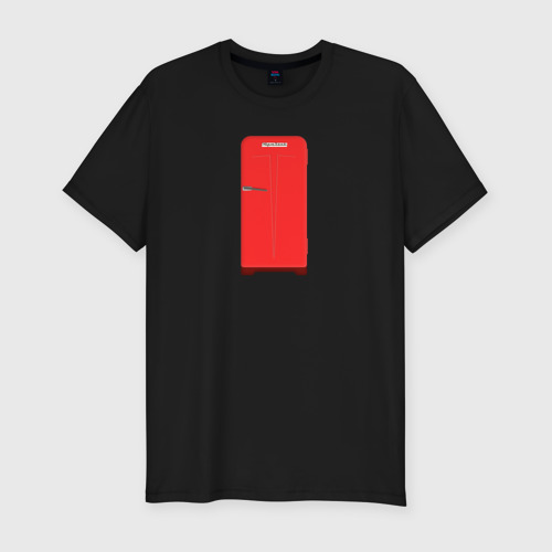 Мужская футболка хлопок Slim Ретро холодильник Юрюзань красный, цвет черный