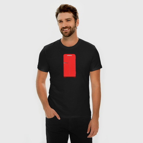 Мужская футболка хлопок Slim Ретро холодильник Юрюзань красный, цвет черный - фото 3