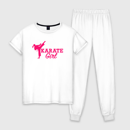 Женская пижама хлопок с принтом Girl karate, вид спереди #2