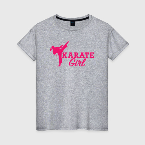 Женская футболка хлопок с принтом Girl karate, вид спереди #2