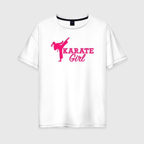 Женская футболка из хлопка оверсайз с принтом Girl karate, вид спереди №1