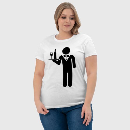 Женская футболка хлопок с принтом Официант, фото #4