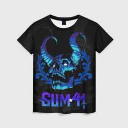 Женская футболка 3D Sum41 horns skull