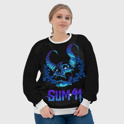 Женский свитшот 3D Sum41 horns skull, цвет 3D печать - фото 6