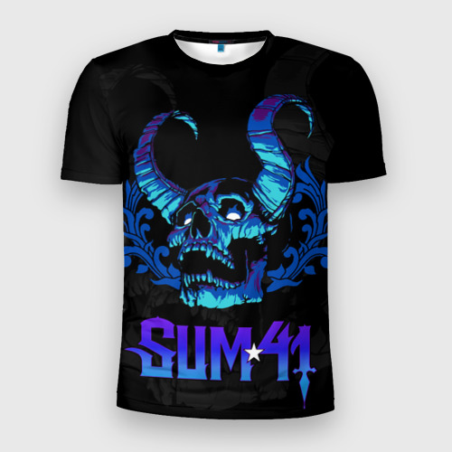 Мужская футболка 3D Slim Sum41 horns skull, цвет 3D печать