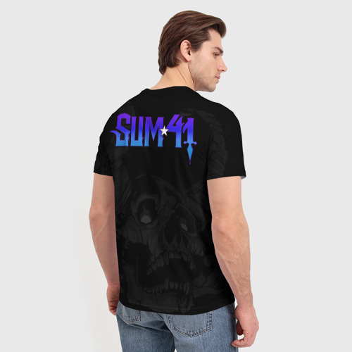 Мужская футболка 3D Sum41 horns skull, цвет 3D печать - фото 4