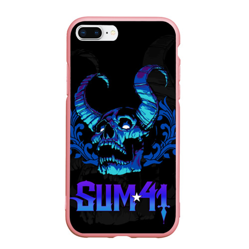 Чехол для iPhone 7Plus/8 Plus матовый Sum41 horns skull, цвет баблгам