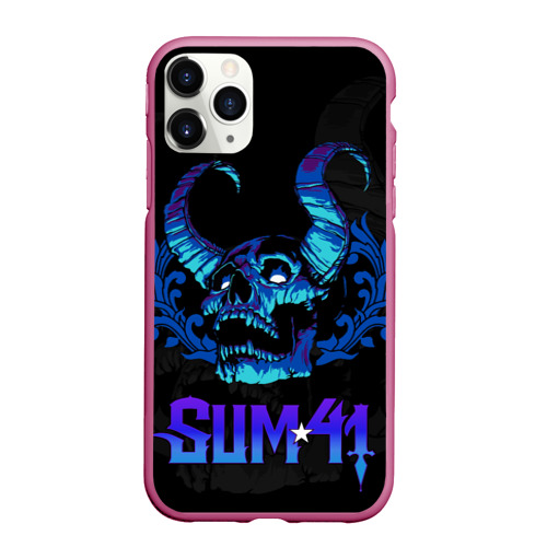 Чехол для iPhone 11 Pro Max матовый Sum41 horns skull, цвет малиновый