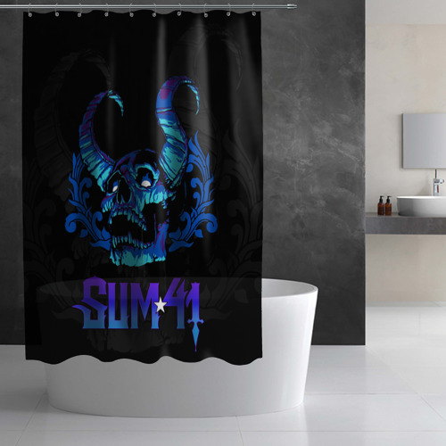 Штора 3D для ванной Sum41 horns skull - фото 3