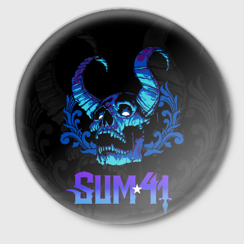 Значок Sum41 horns skull, цвет белый