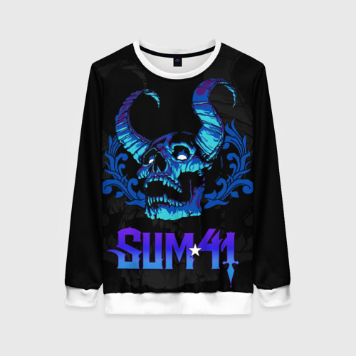 Женский свитшот 3D Sum41 horns skull, цвет 3D печать