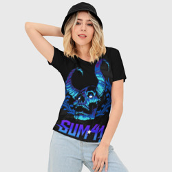 Женская футболка 3D Slim Sum41 horns skull - фото 2